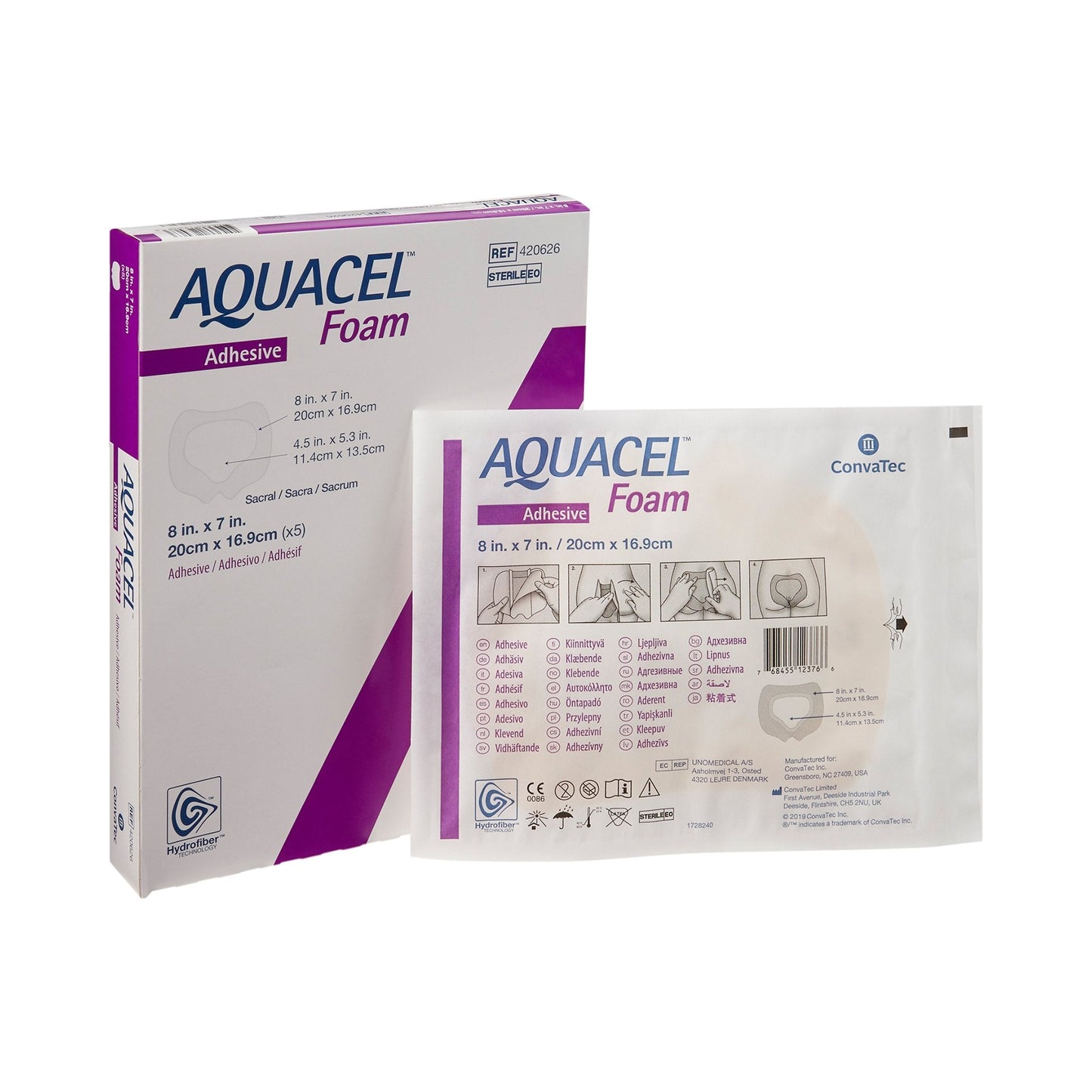 Aquacel® Silicone Adhesive with Border Silicone Foam Dressing, 7 x 8 "