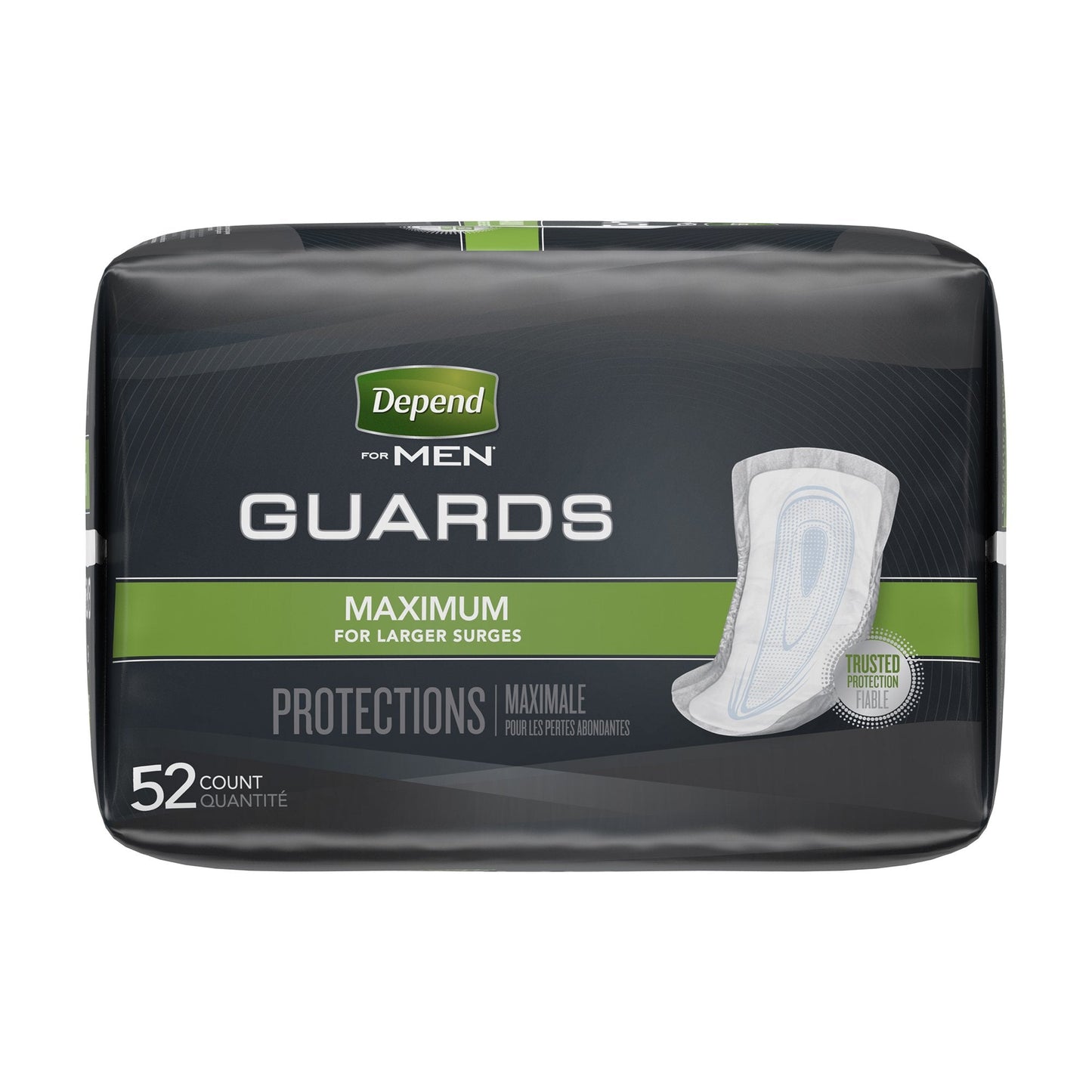 Depend Guards Incontinence Pads, Disposable, Maximum Absorbency, 12" Length, 52 ct