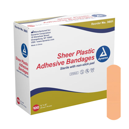 Dynarex® Tan Sheer Adhesive Strip, .75 x 3 Inch, 100 ct