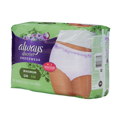 Always® Discreet Maximum Absorbent Underwear, Small / Medium, 19 ct