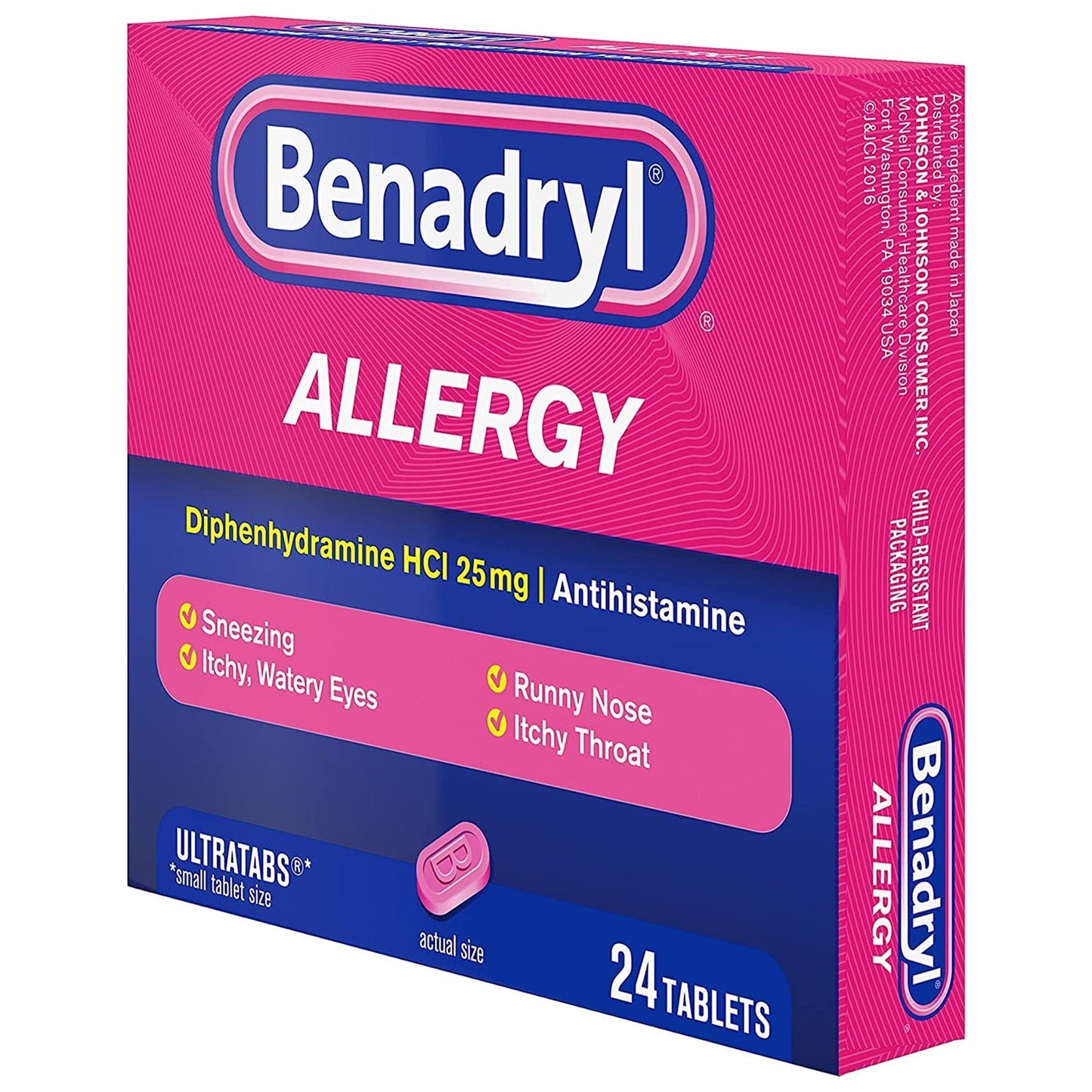 Benadryl® Ultratabs® Diphenhydramine Allergy Relief, 25 mg, 24 tablets