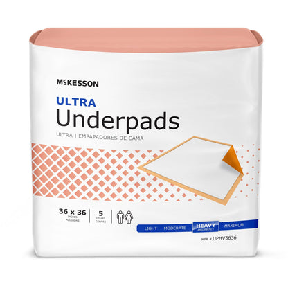 McKesson Ultra Heavy Absorbency Underpad, 36 x 36 Inch, 50 ct