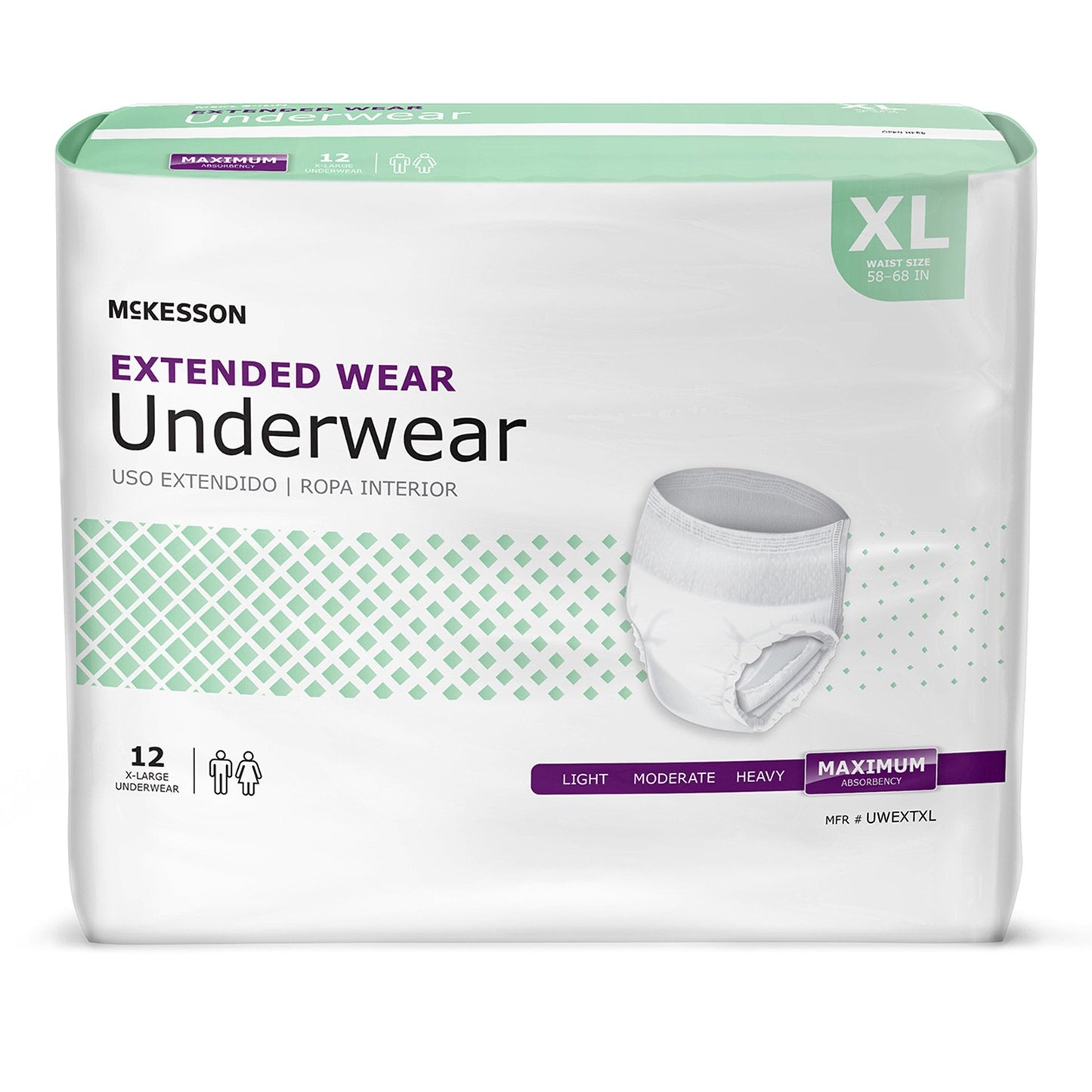 McKesson Extended Wear Maximum Absorbent Underwear, XL, 12 ct