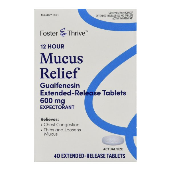 Foster & Thrive 12 Hour Mucus Relief, 600 mg XR Tablets