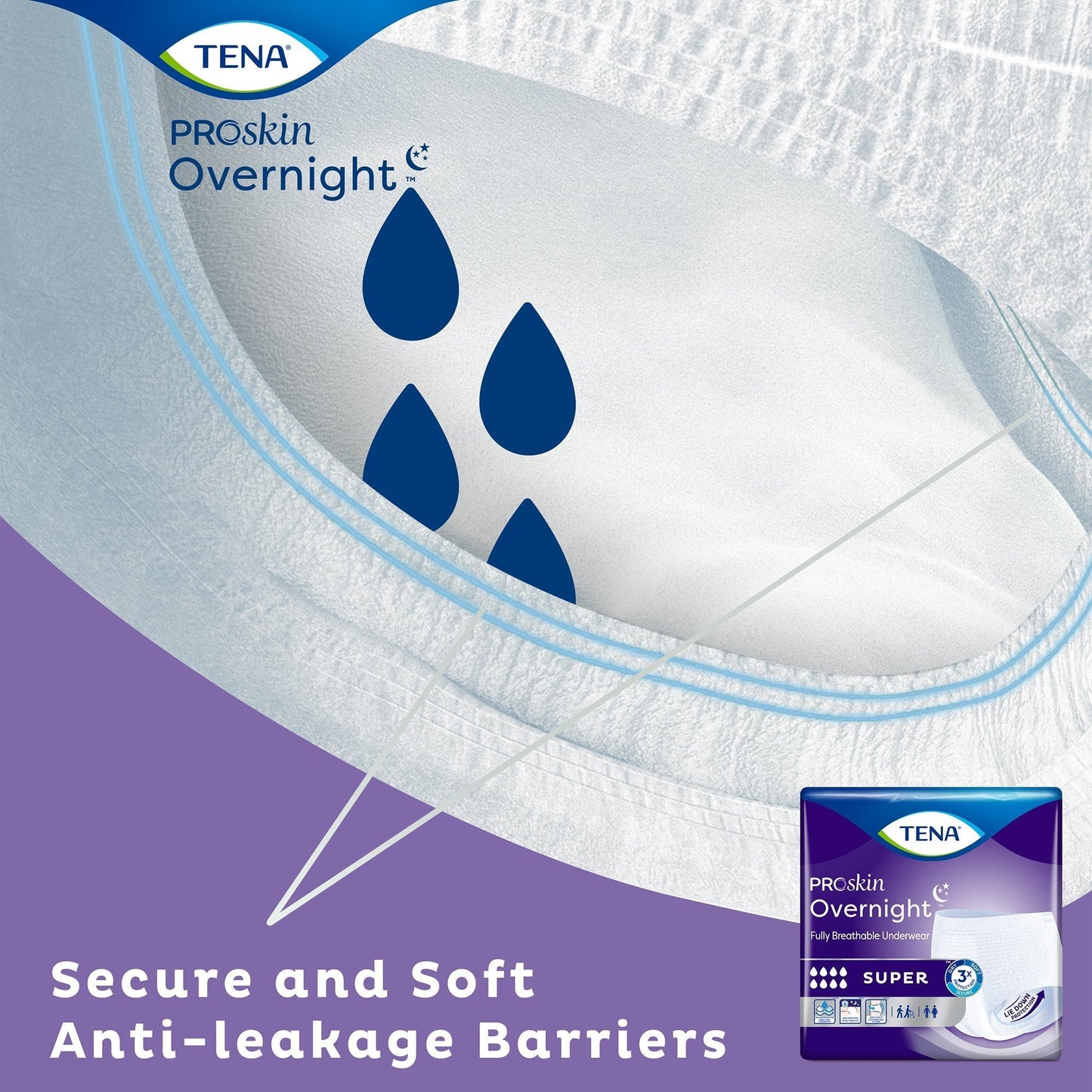 Tena Proskin Overnight Super Absorbent Underwear, Medium, 14 ct