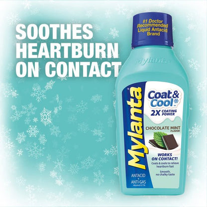 Mylanta Coat & Cool Antacid Relief, Chocolate Mint, 12 fl. oz.