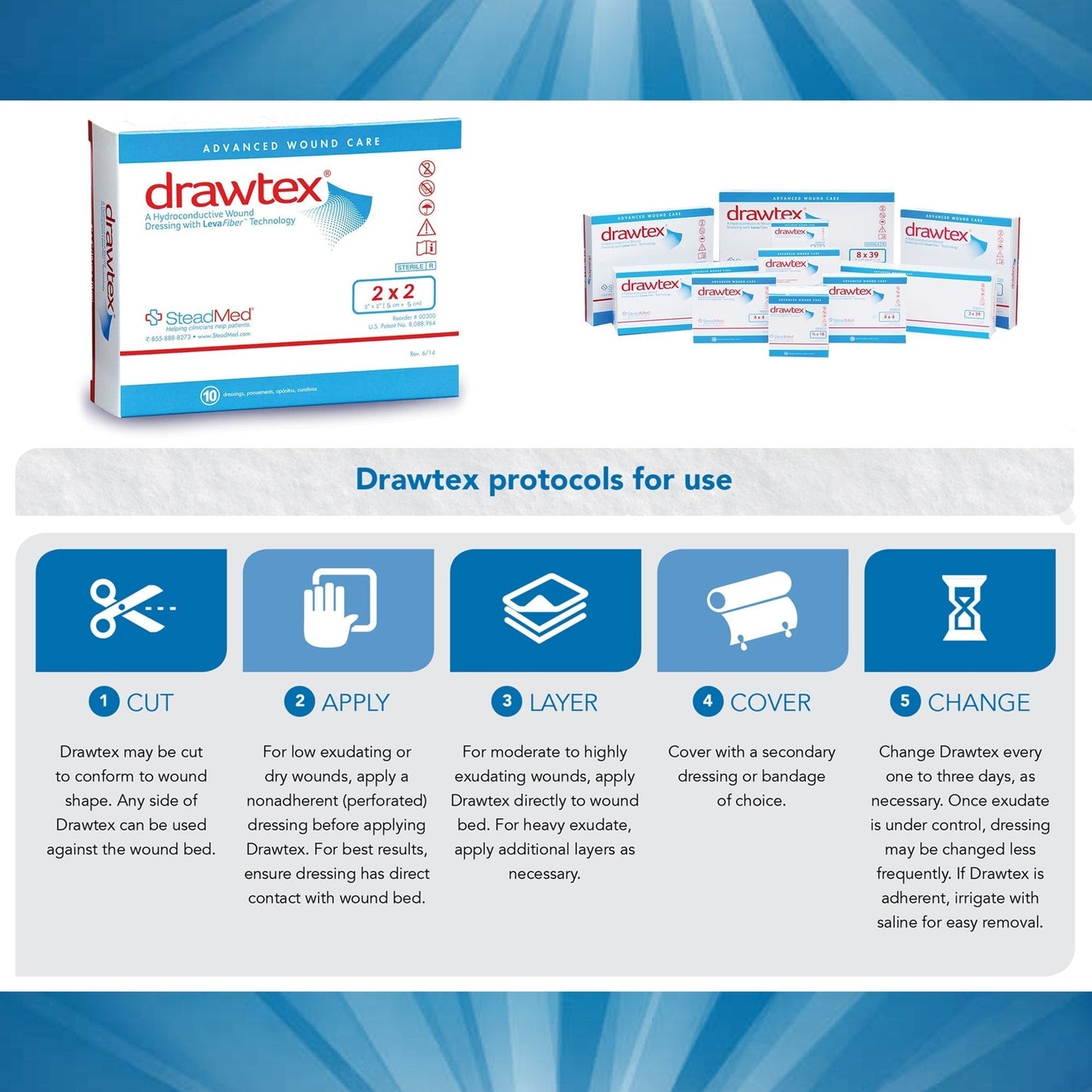 Drawtex® Nonadherent Dressing, 2 x 2 inch