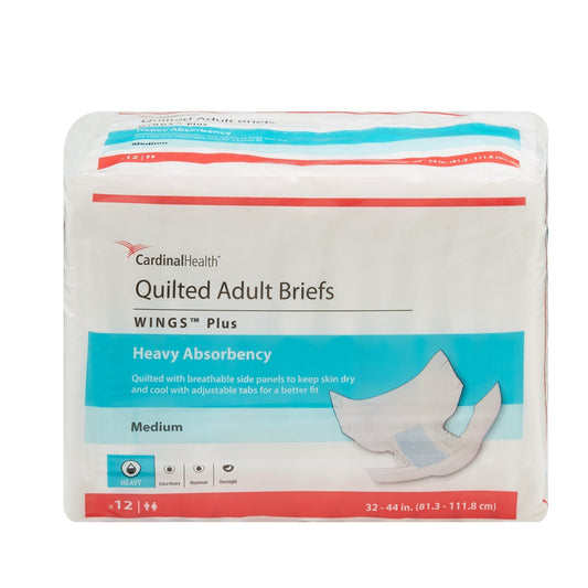 Wings™ Plus Quilted Heavy Absorbency Incontinence Brief, Medium, 12 ct