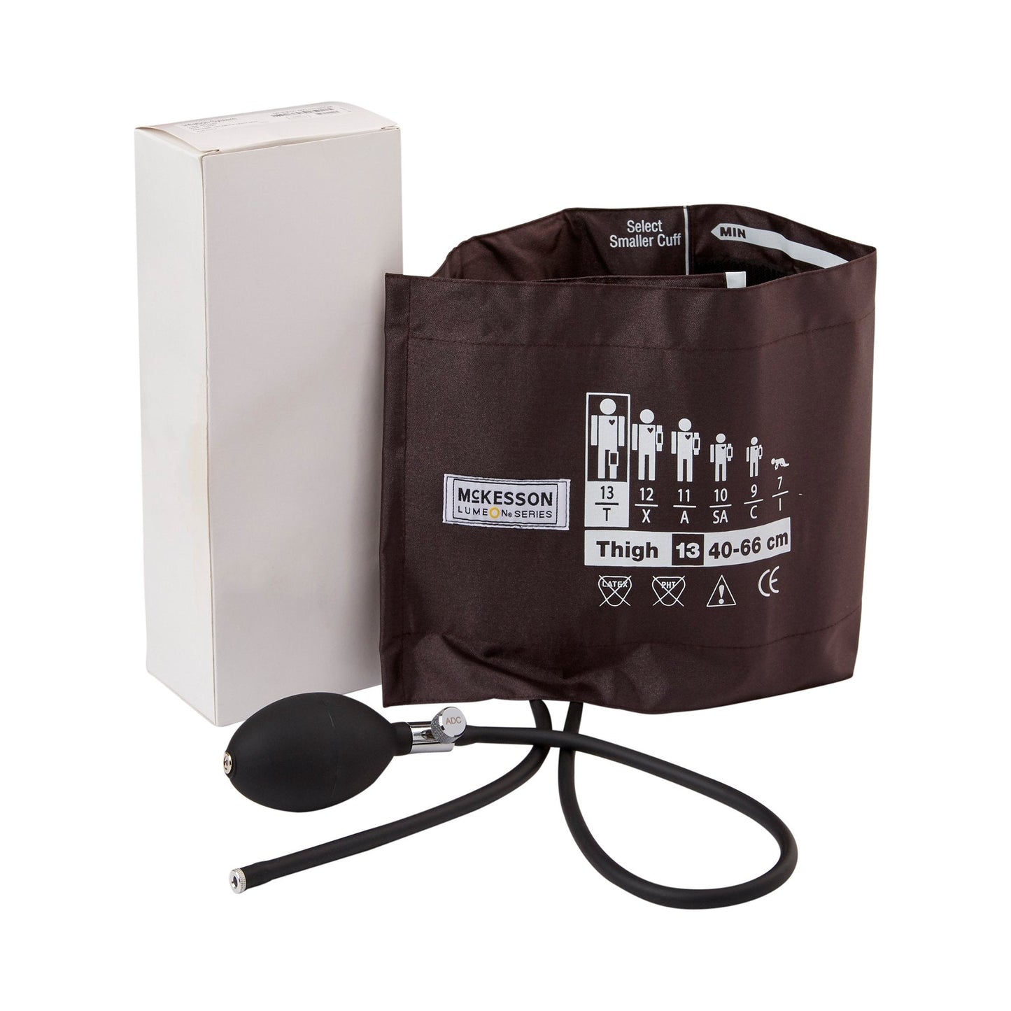 McKesson Lumeon™ Blood Pressure Cuff and Bulb, Nylon Cuff, XL Cuff, Brown, 40 - 66 cm, Thigh