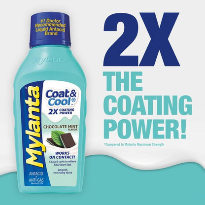 Mylanta Coat & Cool Antacid Relief, Chocolate Mint, 12 fl. oz.