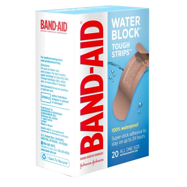 Band-Aid Water Block Tough Strips Bandages, One Size, 20 ct