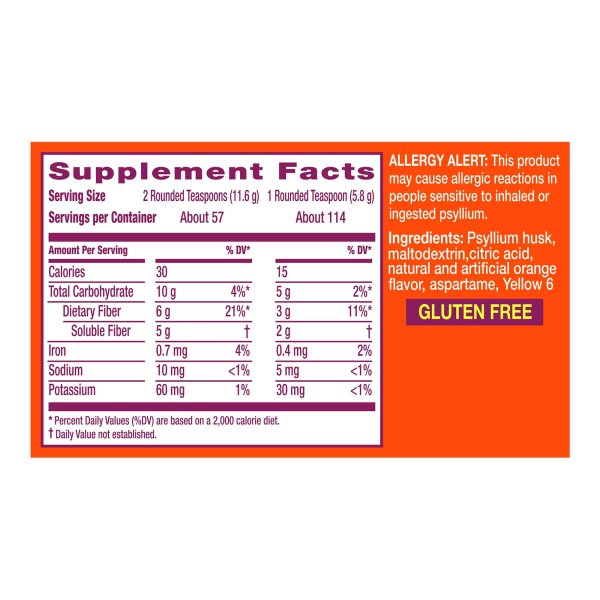 Metamucil 4-in-1 Fiber Supplement Powder, Orange, Sugar Free, 23.3 oz