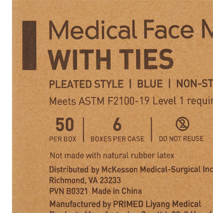 McKesson Classic Style Surgical Mask, Blue, 50 ct