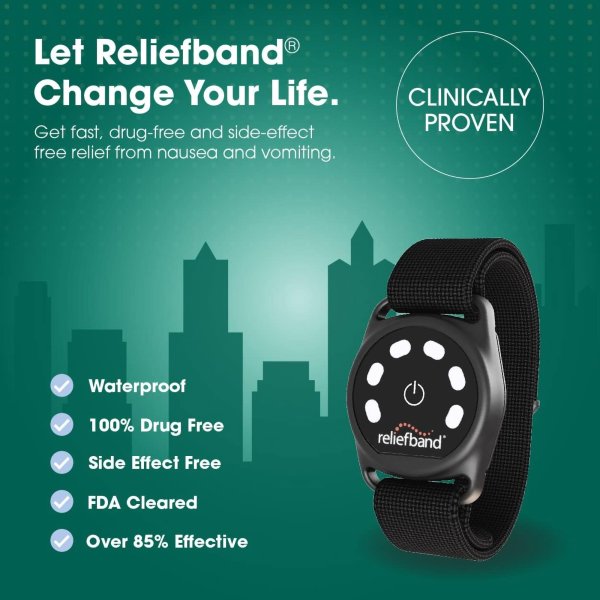 Reliefband Sport Nausea Relief Wrist Band, Black