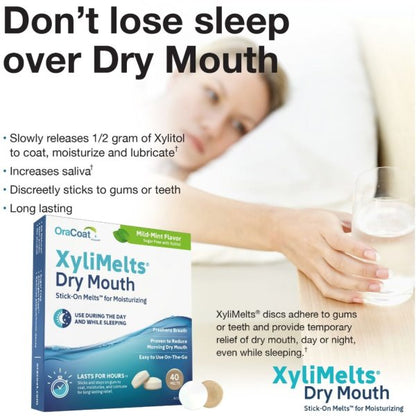 OraCoat XyliMelts Stick-On Melts for Moisturizing, Mild Mint