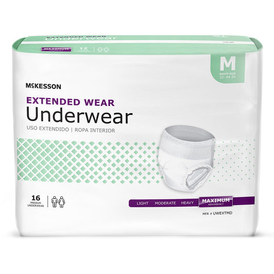 McKesson Extended Wear Maximum Absorbent Underwear, Medium, 16 ct