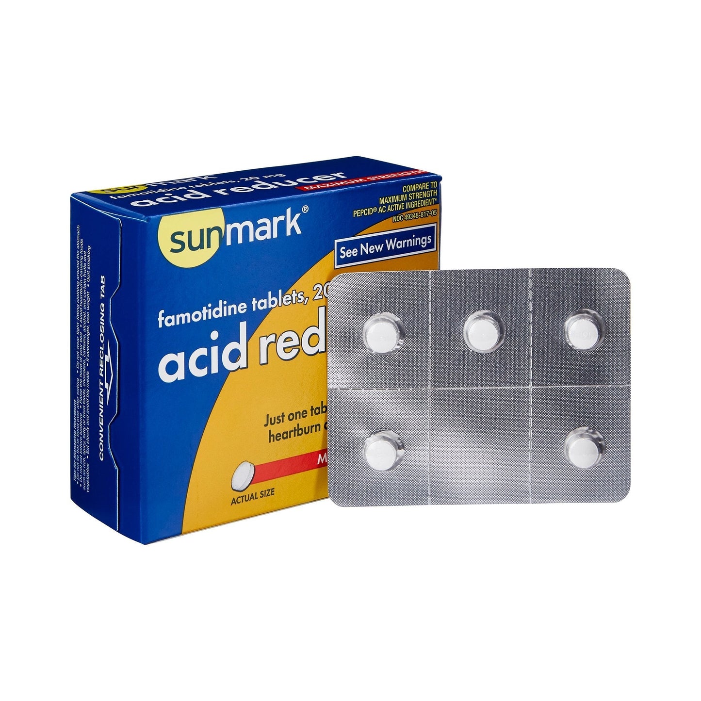 Sunmark Famotidine Acid Reducer Tablets, 25 ct.