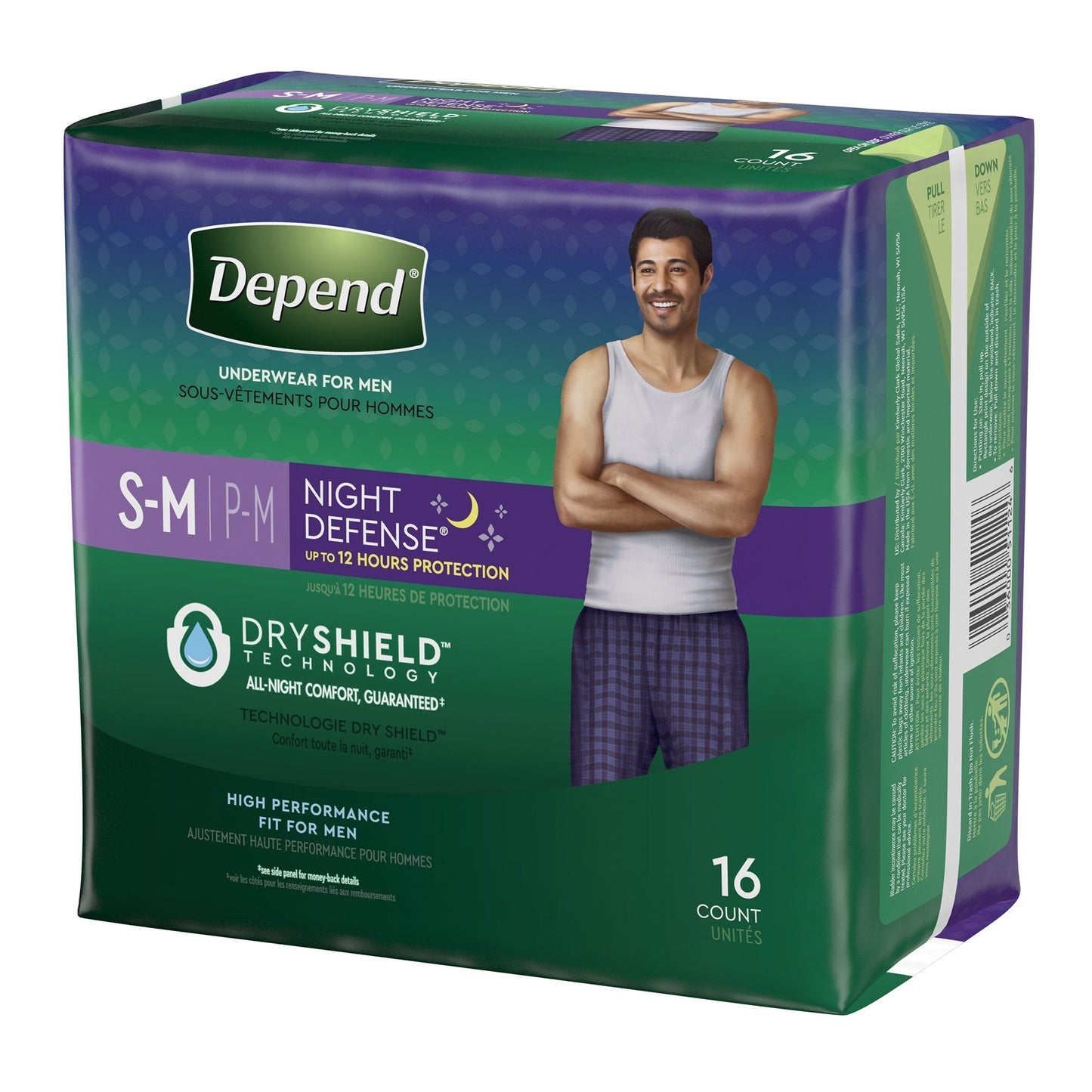 Underwear, Depend Overnight Men Gry Sm/Med, 14 ct