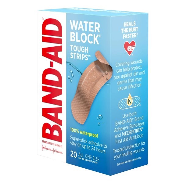 Band-Aid Water Block Tough Strips Bandages, One Size, 20 ct