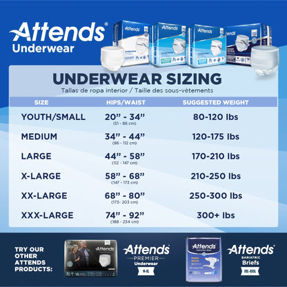 Attends® Care Adult Moderate Absorbent Underwear, Large, White, 25 ct