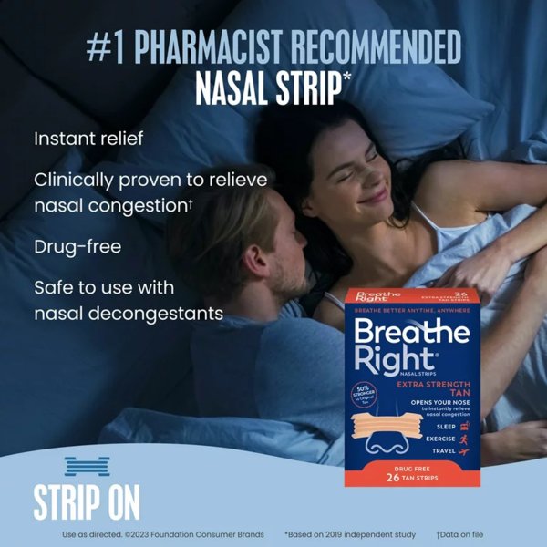 Breathe Right Nasal Strips, Extra Strength, 26 ct.