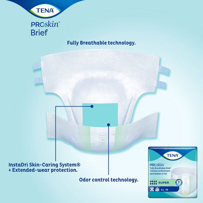 Tena Super Incontinence Briefs, Absorbent, Odor Control, 28 ct