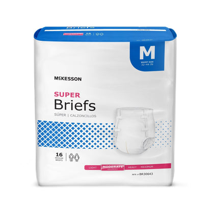 McKesson Super Moderate Absorbency Incontinence Brief, Medium, 16 ct.