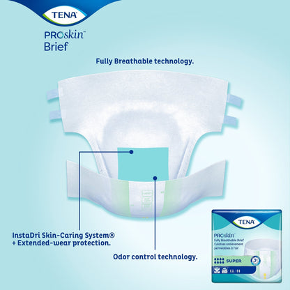 Tena Super Incontinence Briefs, Absorbent, Odor Control, Regular, Green, 28 ct