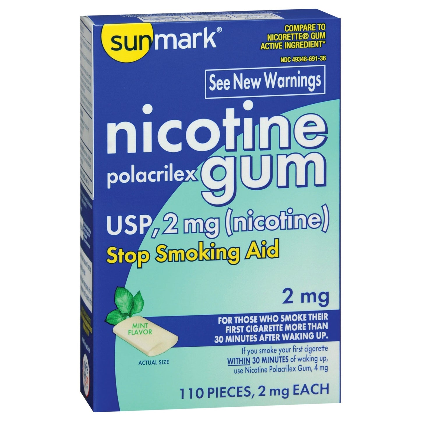 Sunmark® 2 mg Nicotine Polacrilex Stop Smoking Aid, Gum, 110 ct