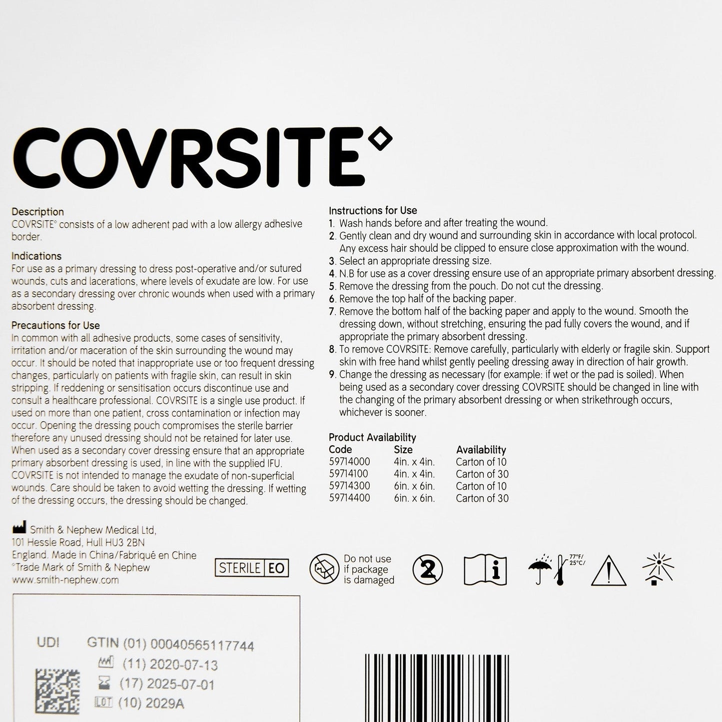 Covrsite Composite Dressing, 6 x 6 Inch