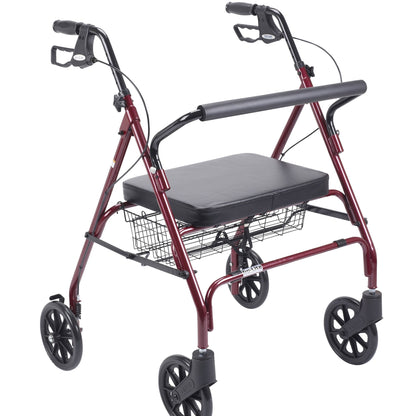 Drive™ Go-Lite Bariatric 4 Wheel Rollator, Red