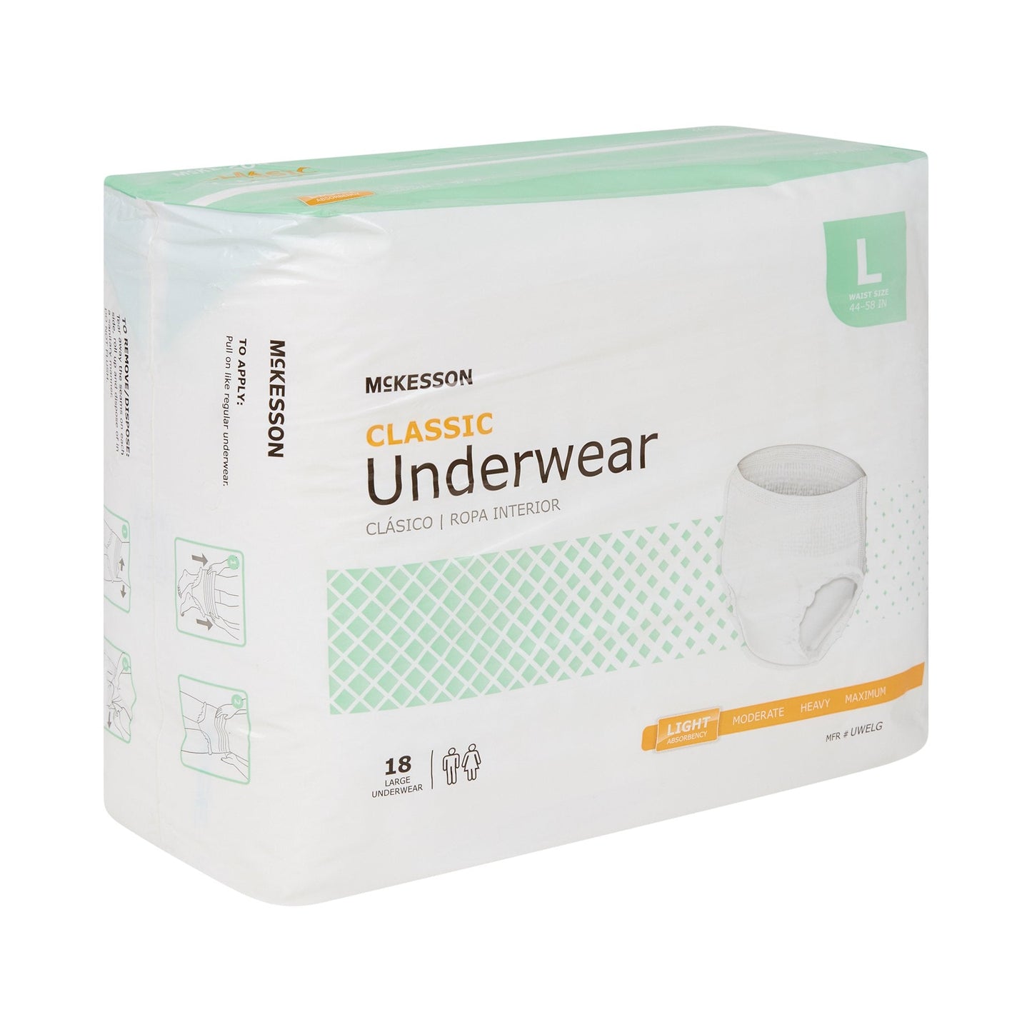 McKesson Classic Light Absorbent Underwear, Large, 72 ct