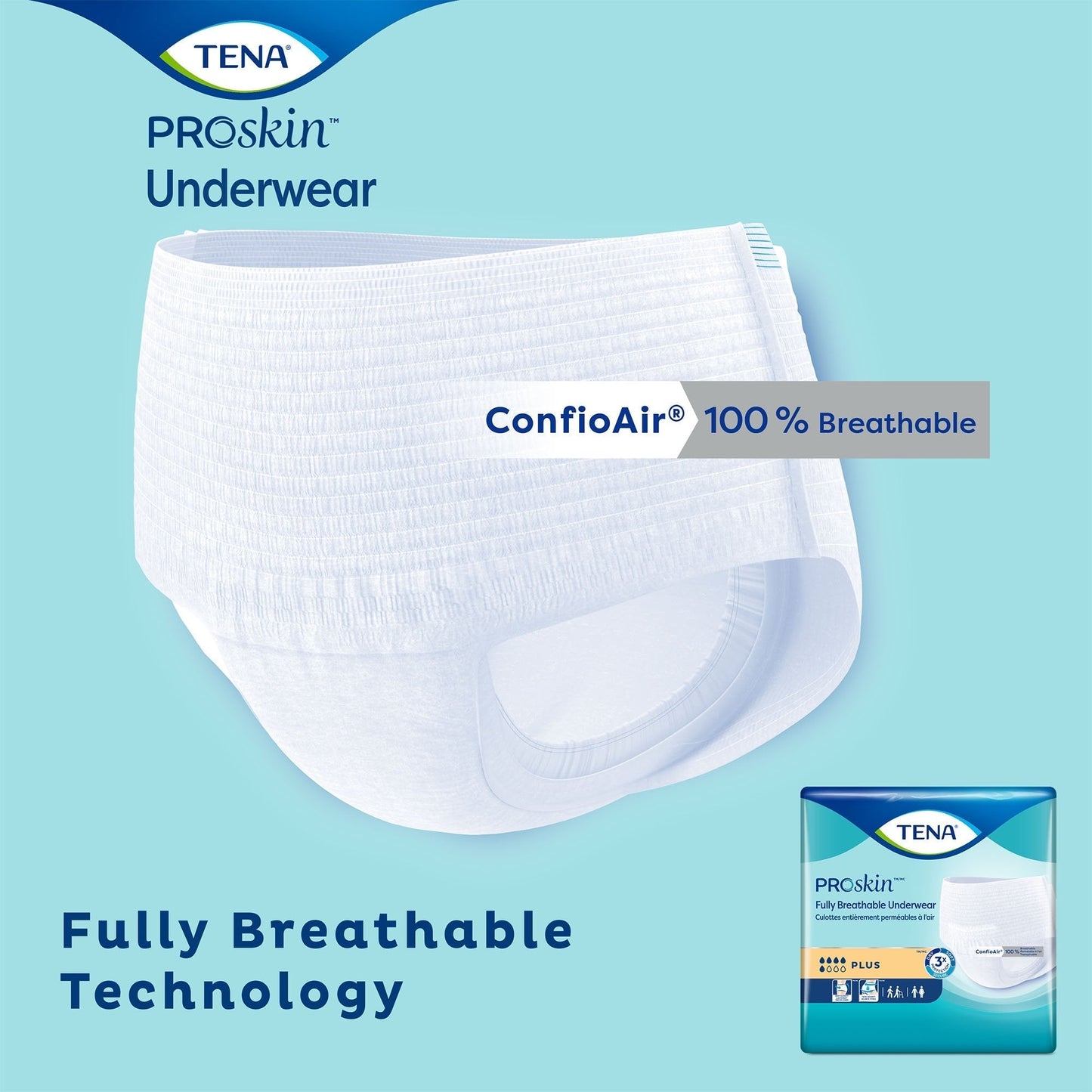 TENA® ProSkin™ Plus Fully Breathable Absorbent Underwear, Medium, 20 ct