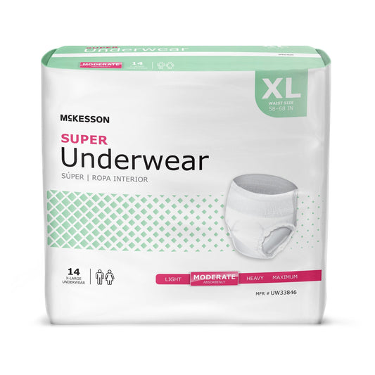 McKesson Super Moderate Absorbent Underwear, XL, 56 ct