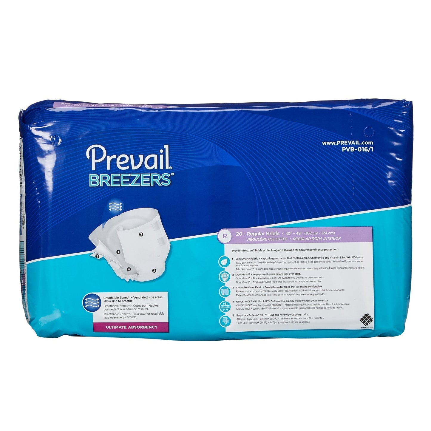 Prevail® Breezers® Ultimate Incontinence Brief, Regular, 20 ct