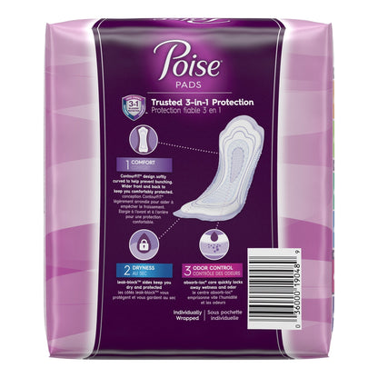 Poise Bladder Control Pads, Disposable, Heavy Absorbency, Regular Length, 3" x 11", Adult Female, Absorb-Loc Core