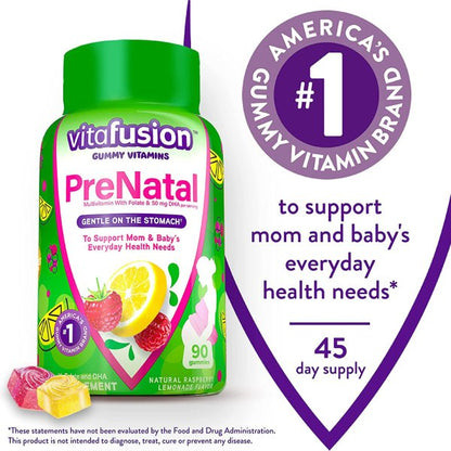 Vitafusion PreNatal Vitamin Gummies, Raspberry Lemonade, 90 ct.