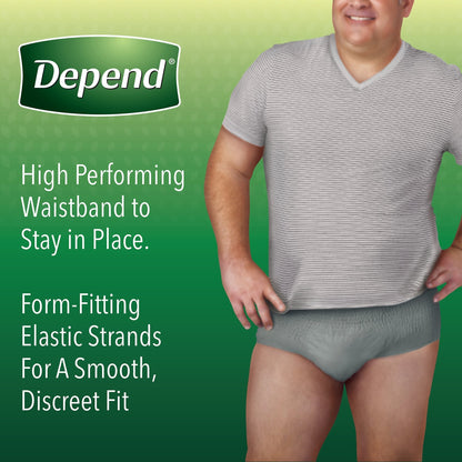 Depend FIT-FLEX Absorbent Underwear for Men, Small/Medium, Pull-On, Gray, Disposable, 19EA ct