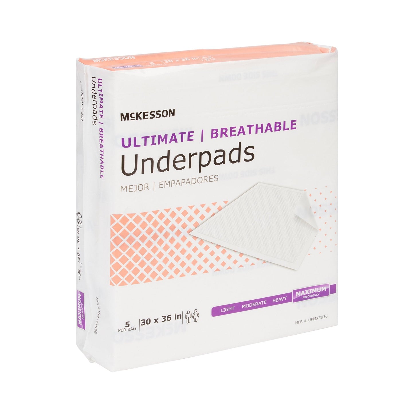 McKesson Ultimate Breathable Underpads, Maximum Protection, Heavy Absorbency, 30" x 36", White, 90 ct