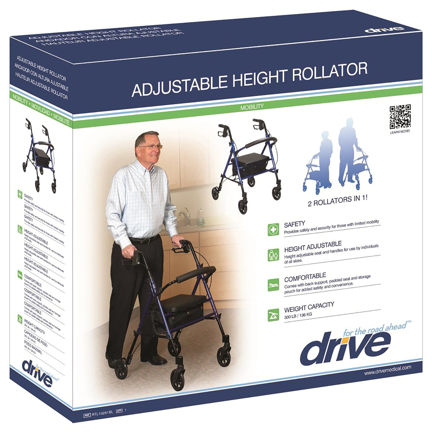 Drive™ 4 Wheel Rollator, Blue