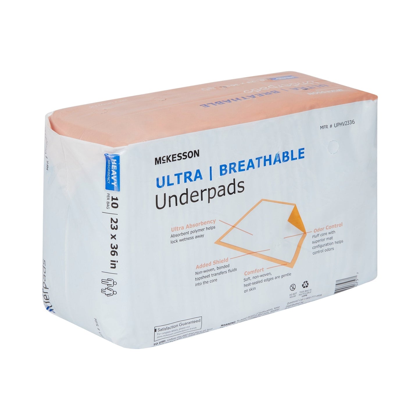 McKesson Ultra Breathable Heavy Absorbency Low Air Loss Underpad, 23 x 36 Inch, 10 ct