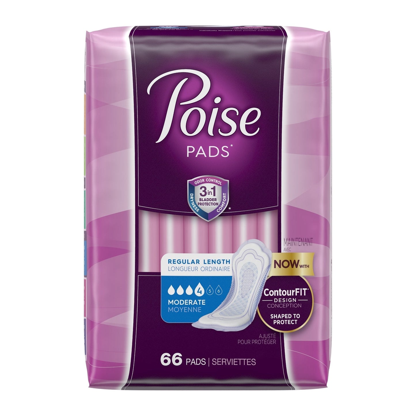 Poise® Moderate Bladder Control Pad, Regular Length, 132 ct