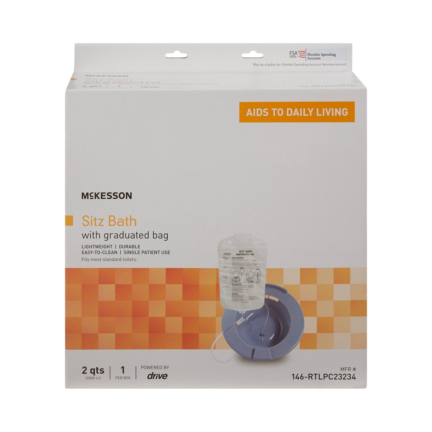 McKesson Round Sitz Bath, 2000 mL Capacity