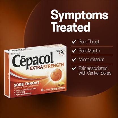 Cepacol® Extra Strength Benzocaine / Menthol Sore Throat Relief, 16 ct