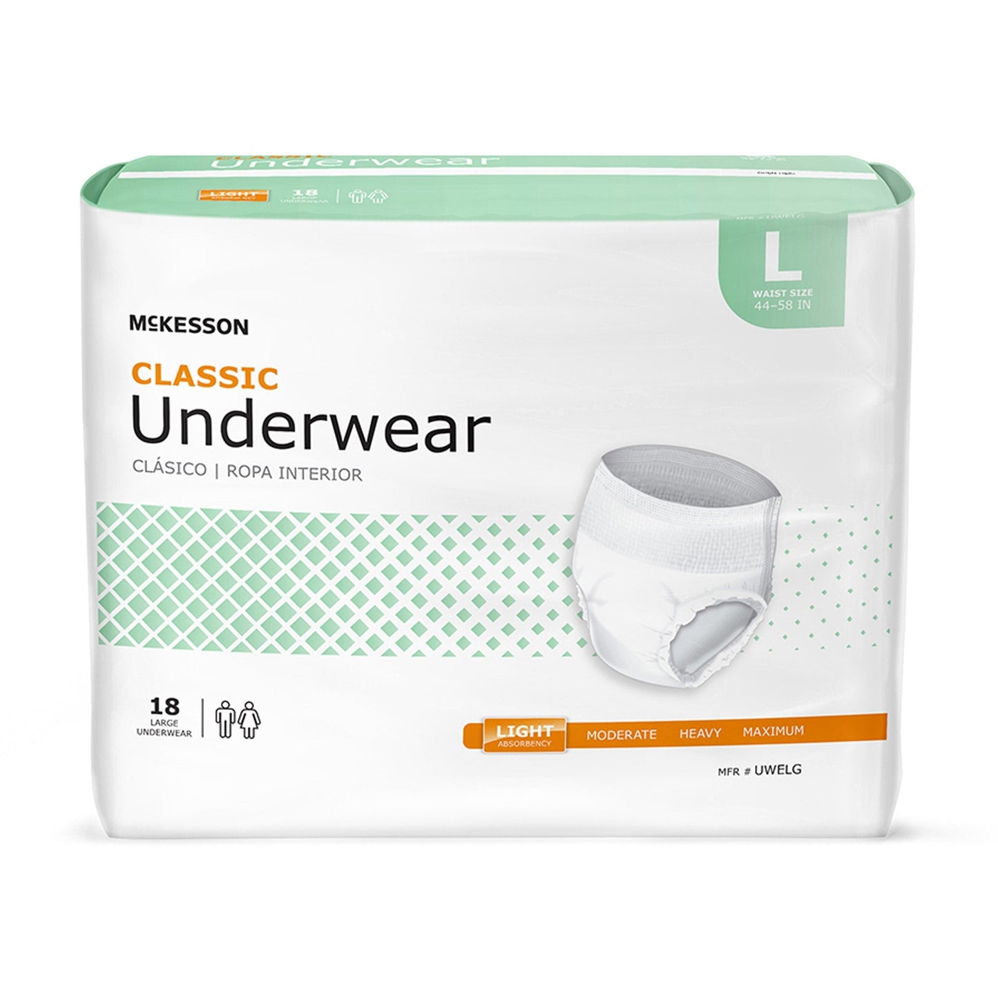 McKesson Classic Light Absorbent Underwear, Large, 18 ct