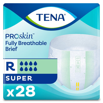 Tena Super Incontinence Briefs, Absorbent, Odor Control, Regular, Green, 28 ct