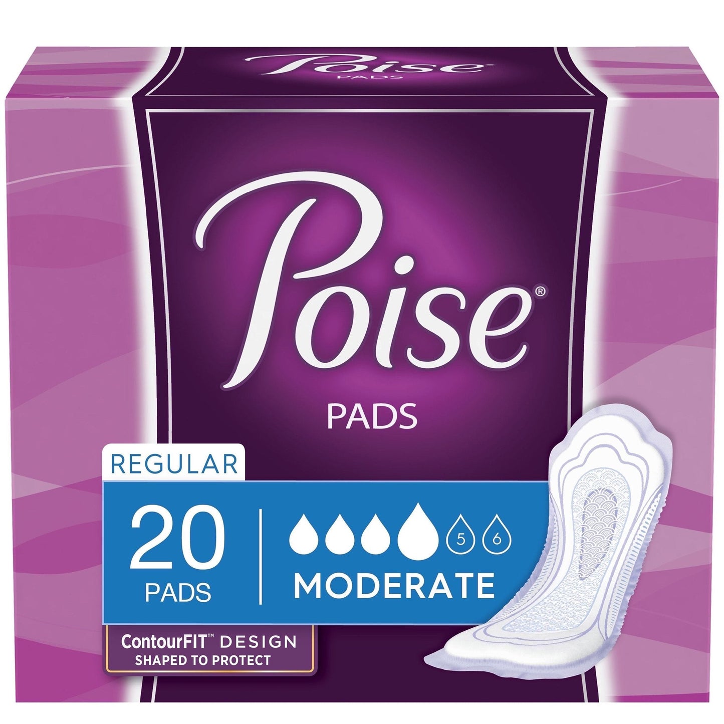 Poise Bladder Control Pads, Adult Women, Disposable, 20 ct