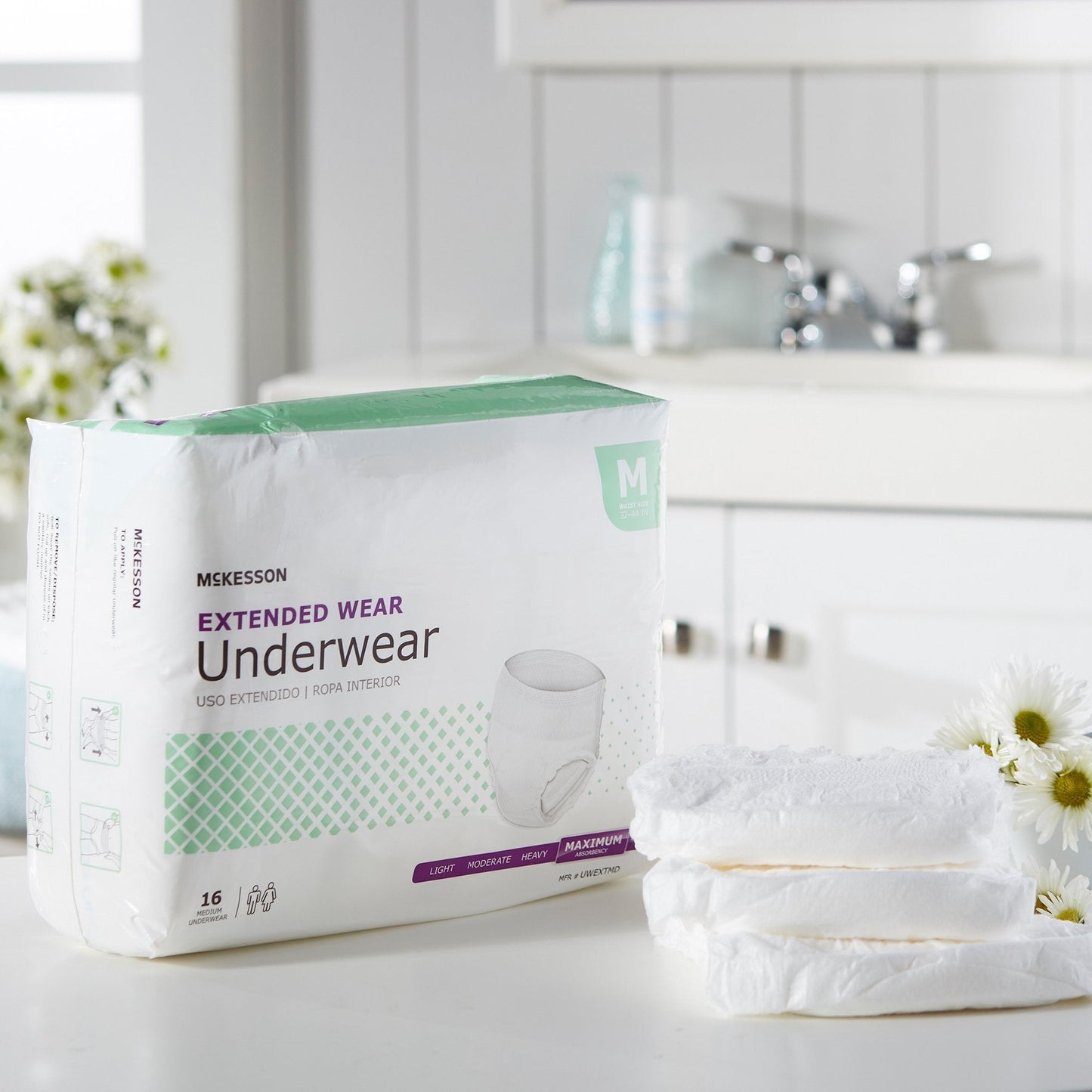 McKesson Extended Wear Maximum Absorbent Underwear, Medium, 16 ct