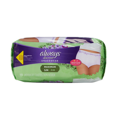 Always® Discreet Maximum Absorbent Underwear, Small / Medium, 19 ct