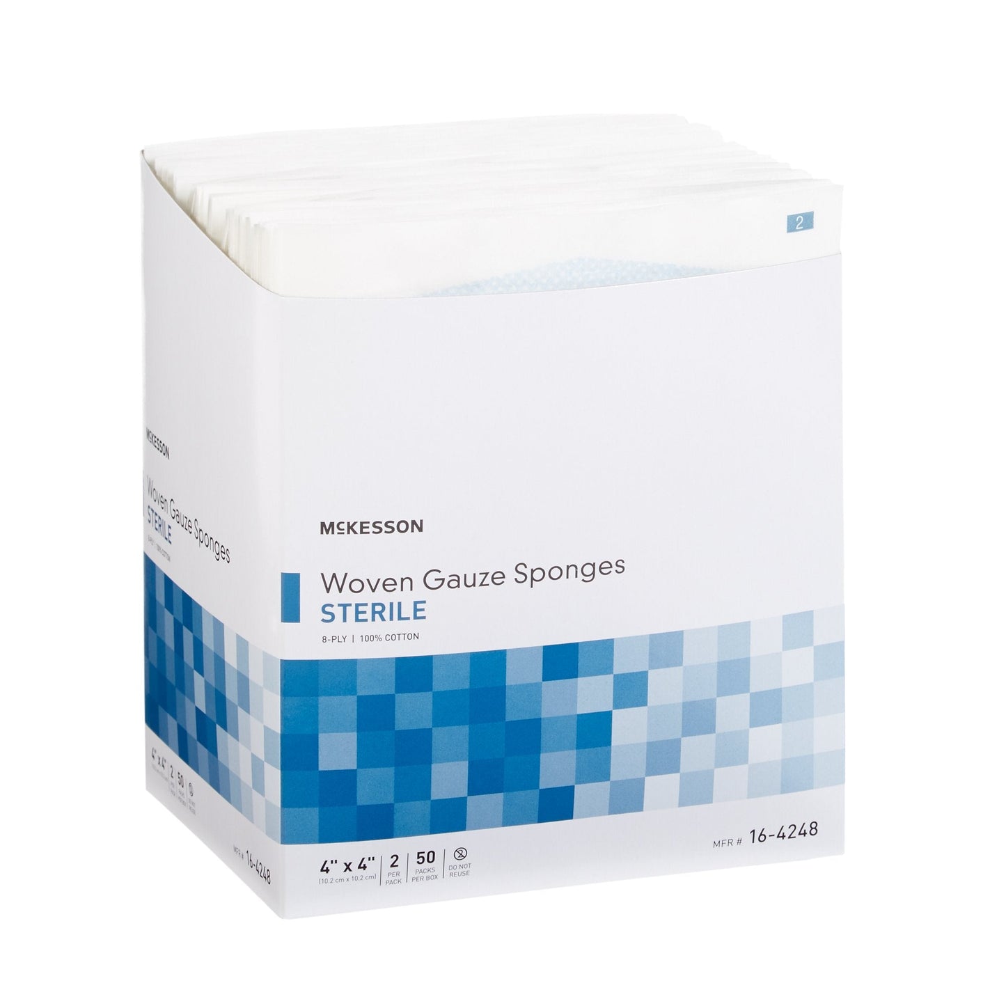 Gauze Sponge McKesson Cotton 8-Ply 4 X 4 Inch Square Sterile, 50 ct